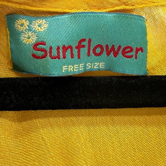 Sunflower Dress FS Tank Mini Floral Embroidered Tie Dye Crinkled Gauze Yellow - Picture 11 of 11